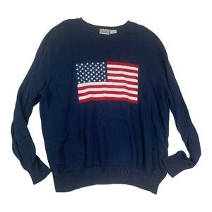 Liberty Blues size 4x mens American flag Navy knit Sweater pullover blue USA